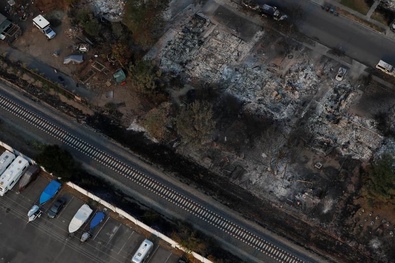 تصاویر هوایی از خسارت‌های آتش‌سوزی در کالیفرنیا